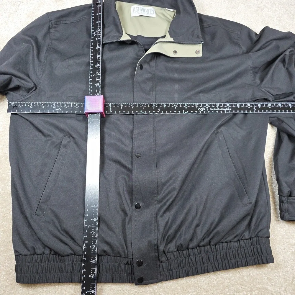 Ashworth Jacket‎ Mens Size L Black Bomber Full Zip Snap Weather Performance